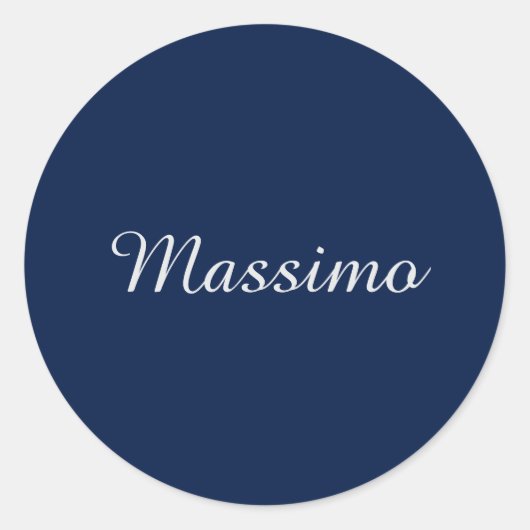 Sticker Rond Bleu foncé Élégant Casual Propre Nom Écriture manu (Devant)