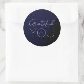 Sticker rond bleu foncé "Grateful for you" (Sac)