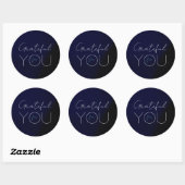 Sticker rond bleu foncé "Grateful for you" (Feuille)
