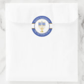 Sticker Rond Bleu | Gold Menorah Happy Hanoukka Classic Round (Sac)