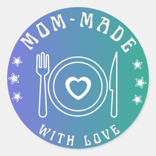 Sticker Rond Bleu Gradient maman fait avec l'autocollant d'amou (Devant)