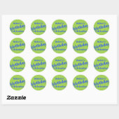 Sticker Rond Bleu Gras Sur Lime Vert Anniversaire (Feuille)