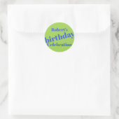 Sticker Rond Bleu Gras Sur Lime Vert Anniversaire (Sac)
