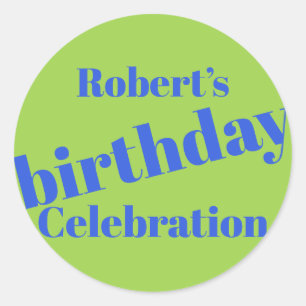 Sticker Rond Bleu Gras Sur Lime Vert Anniversaire