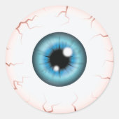 Sticker Rond Bleu Iris Eyeball Effrayant Bloodshot Oeil Hallowe (Devant)