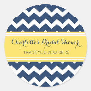 Sticker Rond Bleu jaune Chevron Fête des mariées Favoriser les 