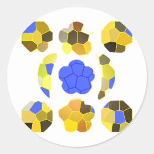 Sticker Rond Bleu Jaune Illustration Formes fantaisistes