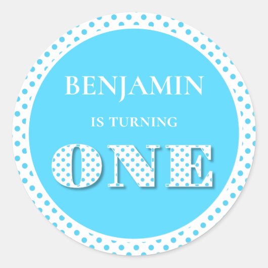 Sticker Rond Bleu Léger Tourne Un Point Polka (Devant)