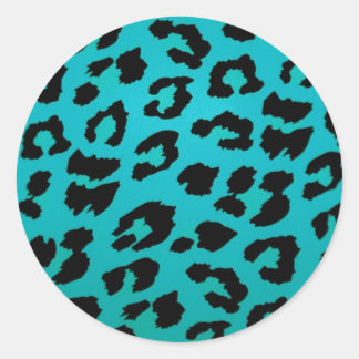 STICKER ROND BLEU LEOPARD
