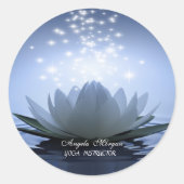 Sticker Rond Bleu lotus blanc chic (Devant)