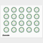 Sticker Rond Bleu mariage Bandes vertes cobalt (Feuille)