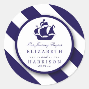 Sticker Rond Bleu Mariage de navire marine