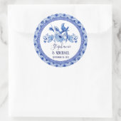 Sticker Rond Bleu marine blanc asiatique chinoiserie douche de  (Sac)