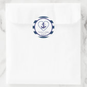 Sticker Rond Bleu marine Bleu Blancs Ancre Mariage (Sac)