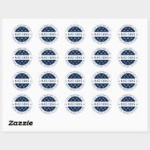 Sticker Rond Bleu marine et étoiles blanches Adresse de retour  (Feuille)