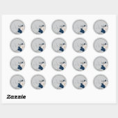 Sticker Rond bleu marine et fleurs blanches (Feuille)