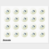 Sticker Rond bleu marine et poussiéreux fleurs verdure mariage (Feuille)