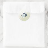 Sticker Rond bleu marine et poussiéreux fleurs verdure mariage (Sac)