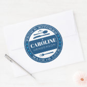 Sticker Rond Bleu Marine Fabriqué Avec Amour Alimentation Stick (Enveloppe)