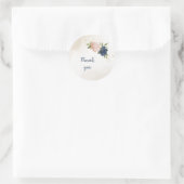Sticker Rond bleu marine fleurs vert feuille mariage (Sac)