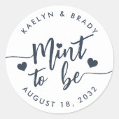 Sticker Rond Bleu Marine | Monnaie à être personnalisée mariage (Devant)