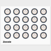 Sticker Rond Bleu marine, or, Save the Date confettis (Feuille)