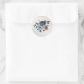 Sticker Rond bleu marine rose roux bleu vert fleuri mariage (Sac)