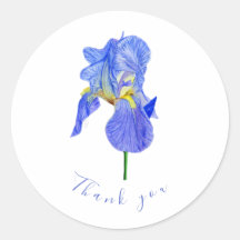 Sticker rond bleu Merci Iris