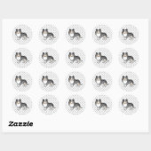 Sticker Rond Bleu Merle Shetland Sheepdog Sheltie Dessin Chien (Feuille)