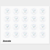Sticker Rond Bleu mignon Baby shower Merci Favoriser (Feuille)