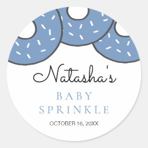 Sticker Rond Bleu mignon Baby shower Saupoudrer