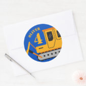 Sticker Rond Bleu mignon Construction pour enfants Anniversaire (Enveloppe)