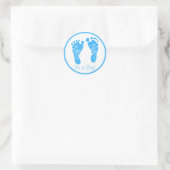 Sticker Rond Bleu mignon Empreintes bébé C'est un Baby shower g (Sac)