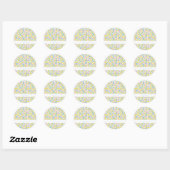 Sticker Rond Bleu mignon et Jaune Ditsy Floral Moderne (Feuille)