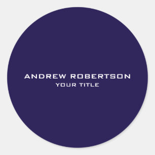 Sticker Rond Bleu minuit uni élégant minimaliste simple