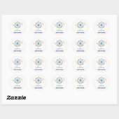 Sticker Rond Bleu moderne Ahoy Nautical Boy Baby shower (Feuille)