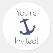 Sticker Rond Bleu Nautique Ancre (Devant)