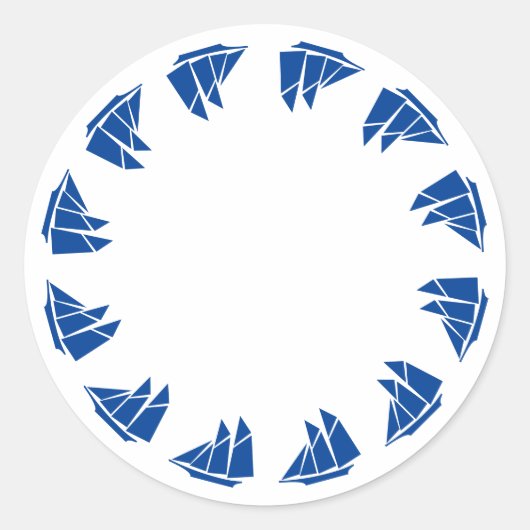 Sticker Rond Bleu nautique blanc cadre blanc de bateau blanc bl (Devant)
