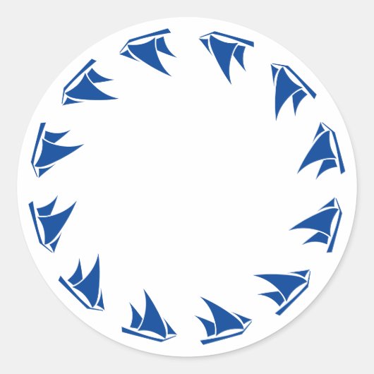 Sticker Rond Bleu nautique blanc cadre de bordure blanc (Devant)