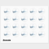 Sticker Rond Bleu neige et Mariage blanc (Feuille)