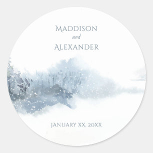 Sticker Rond Bleu neige et Mariage blanc