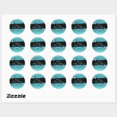 Sticker Rond Bleu/Noir Bow & Swirl Sweet 16 Enveloppe sceau (Feuille)