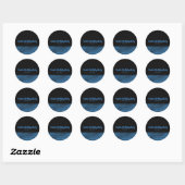 Sticker Rond Bleu & Noir Séquins de Glam Moderne Favorise Chic (Feuille)