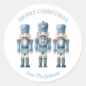 Sticker Rond Bleu Noisette Joyeux Noël (Devant)