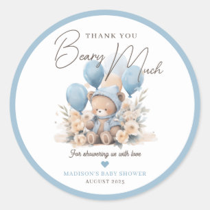 Sticker Rond Bleu Nous pouvons attendre Baby shower Favoriser