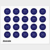 Sticker Rond Bleu Nuit Élégant Diplômé Script (Feuille)