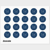 Sticker Rond Bleu Nuit Élégant Script Moderne Merci (Feuille)