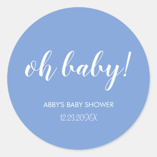 Sticker Rond Bleu Oh Baby shower bébé
