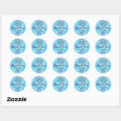 Sticker Rond bleu opal gemstone merci classique collant rond (Feuille)