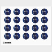 Sticker Rond Bleu & Or Agate Glam moderne Mariage minimal (Feuille)